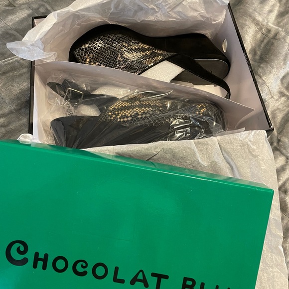 Black Velour Wedge Sandals 8.5 - Picture 2 of 11